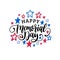 Happy Memorial Day handwritten phrase in vector. National american holiday illustration with color stars.