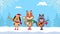 Happy merry christmas animation with animals playing instruments