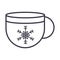 Happy merry christmas, coffee cup with snowflake decoration line icon