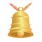 happy merry christmas golden firs leafs tree and bell icon