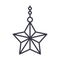 Happy merry christmas, hanging star decoration line icon