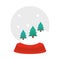 Happy merry christmas, snowball trees decoration, celebration festive flat icon style