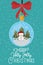 Happy mery christmas card with ball hanging