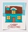 Happy mery christmas card with cute house