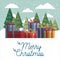 Happy mery christmas card with gifts box