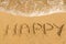 Happy message on the sand