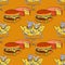 Happy mice, cheese and hamburger seamless pattern