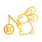 Happy mid autumn festival, cute rabbit with lantern cartoon, gradient style icon