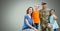 Happy Military Family with green background