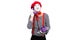 happy mime talking by retro stationary telephone with closed eyes