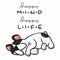 Happy mind happy life French bulldog sleeping cartoon