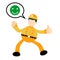 happy miner worker man emotion cartoon doodle flat design vector illustration