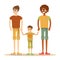 Happy mixed-race gay couple with son.