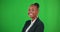 Happy, mockup and business with black woman in green screen for idea, thinking and focus. Empowerment, corporate and