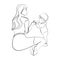 Happy Mom with little baby line drawing vector black and white illustration.Minimalist linear sketch .Happy motherhood.