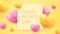 Happy Mom`s Day banner with pink and yellow triangle hearts