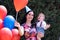 Happy moments at the outdoor first birthday party - Little kid and mom celebrate first birthday