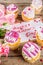 Happy moms day background with cupcakes