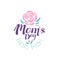 Happy Moms Day logo template, Best Mom label with flower, colorful hand drawn vector Illustration