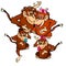Happy monkeys Family Illustration