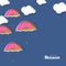 Happy Monsoon Concept with Umbrellas.