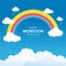 Happy Monsoon Season, with cloud, rainbow and rain Illustration