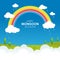 Happy Monsoon Season, with cloud, rainbow and rain Illustration