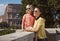 Happy mother and child tourists in Rome, Italy having excursion