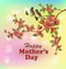 Happy Mother`s Day background with flowers on the tree, two birdies.