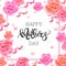 Happy mother`s day banner with pink roses