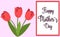 Happy Mother\\\'s Day. Bouquet of tulips. Greeting card. Red flowers. Congratulatory signature