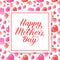 Happy Mother s Day calligraphy lettering on background with realistic red and pink hearts. Mothers day greeting card. Easy to edit