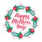 Happy Mother s Day calligraphy lettering with floral wreath. Mothers day typography poster. Easy to edit template for party