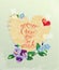 Happy Mother\'s Day card. Heart is made of old paper with daisy a