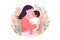 Happy mother\'s day concept with mom hug baby illustration with white background, Generative AI