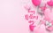 Happy Mother\\\'s day. Design with gift box, lipstick ,pearl and heart on soft pink background.