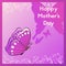 Happy Mother`s Day. Ecard for your mom. Violet Greeting card with purple butterfly.