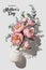 Happy Mother's Day! Elegant Vase with Pink and White Floral Arrangement on Light Background