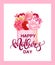 Happy Mother's Day Greeting Card. Composition with lettering and flowers, tulips, roses.