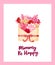 Happy Mother's Day Greeting Card. Composition with lettering and flowers, tulips, roses.