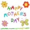 Happy Mother`s Day greeting card. Doodle flowers hand drawn ``happy mother`s day`` text