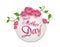 Happy mother`s day greeting card with pink flowers