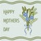 happy mother s day greeting card with text, vector illustration, bouquet of flowers