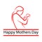 Happy mother`s day.mother hug baby logo illustration. mom take care boy and daughter