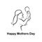 Happy mother`s day.mother hug baby logo illustration. mom take care boy and daughter