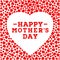 Happy Mother\'s day postcard. Border with red hearts on white background. Greeting card design template.