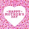 Happy Mother`s day postcard. Border with vivid hearts isolated on white background. Greeting card design template.