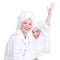 Happy mother and young daughter in white dressing gown