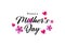 Happy Mothers Day Calligraphy Background with paper hearts and spring flowers