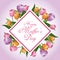 Happy mothers day card tulips leaves decoration